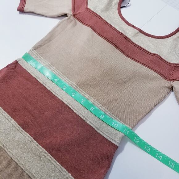 Bebe Shimmer Striped Knit Bodycon Mini Dress - Picture 6 of 11